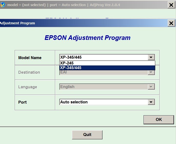 EPSON XP-445 (ECC) Adjustment Program (Resetter)