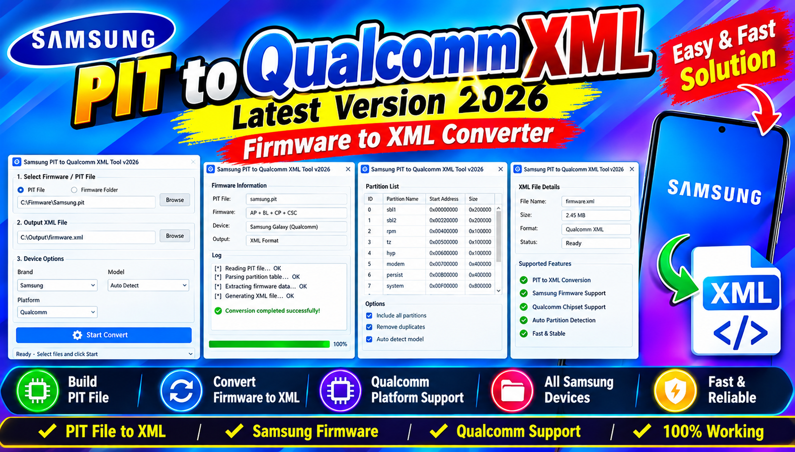 Samsung PIT to Qualcomm XML Tool